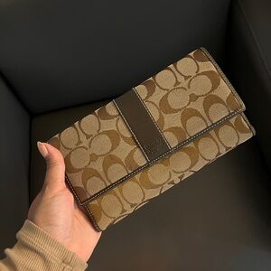 Coach Tan and Brown Signature Wallet